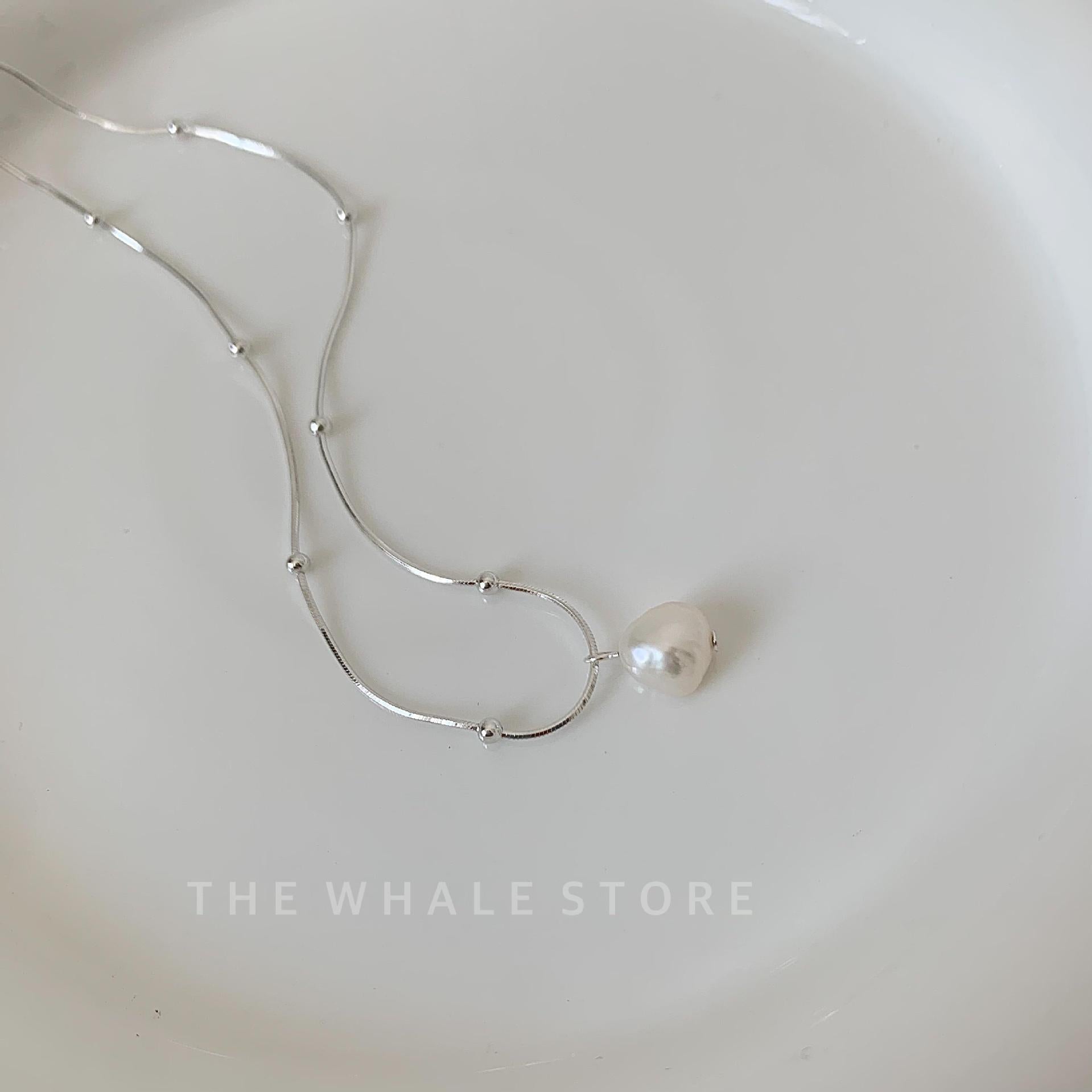 Wholesale Silver natural freshwater pearl necklace clavicle chain